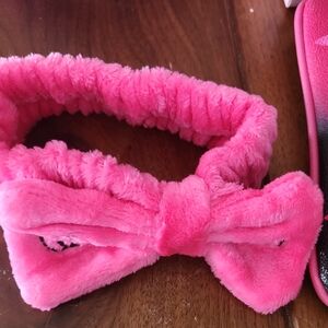 Pink Plush Bow Headband for Kids Or Adults